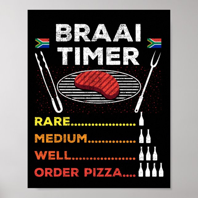 Braai Timer African BBQ Funny Poster (Framsidan)