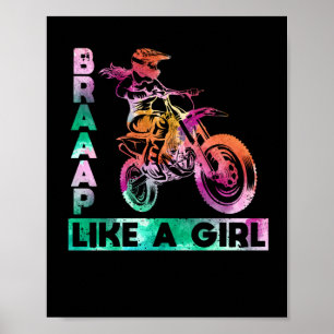 Braap som en flicka, en fin motorcykelflicka Moto Poster