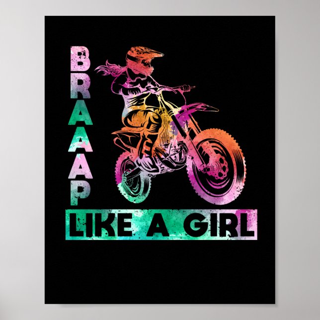 Braap som en flicka, en fin motorcykelflicka Moto Poster (Framsidan)