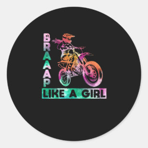 Braap som en flicka, en fin motorcykelflicka Moto Runt Klistermärke
