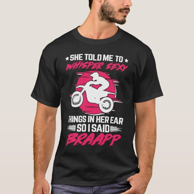 Braapp dirt biker motorcykelmotocross 2-slaglängd t shirt (Framsida)
