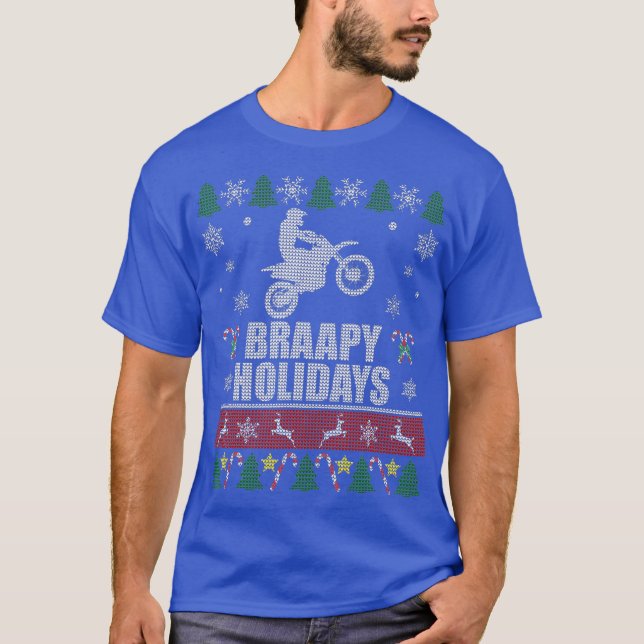 Braapy Helgdagars Motocross Ugly till jul T Shirt (Framsida)