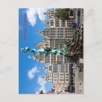 Brabos monument och Guild-husen Antwerpen Vykort