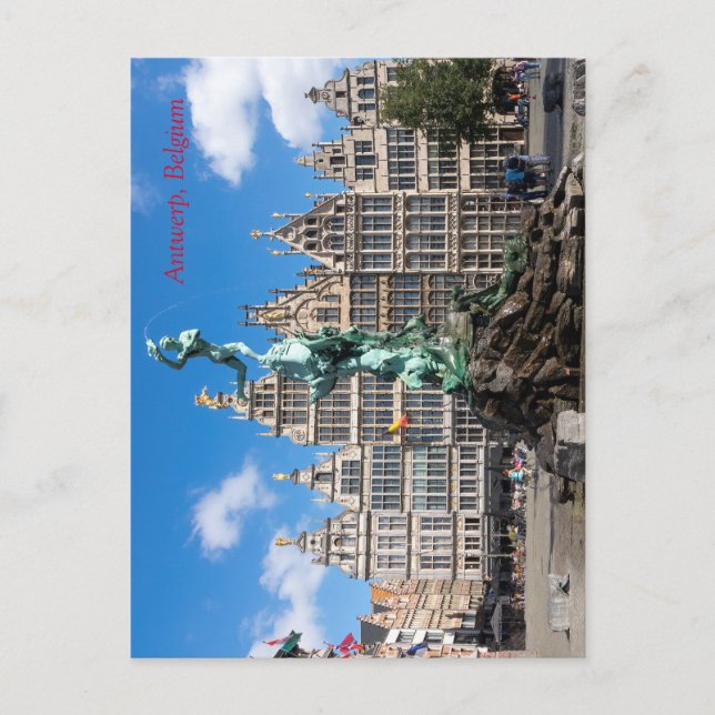Brabos monument och Guild-husen Antwerpen Vykort (Framsida)