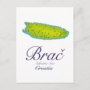 Brač Adriatic Sea, Kroatien karta Vykort