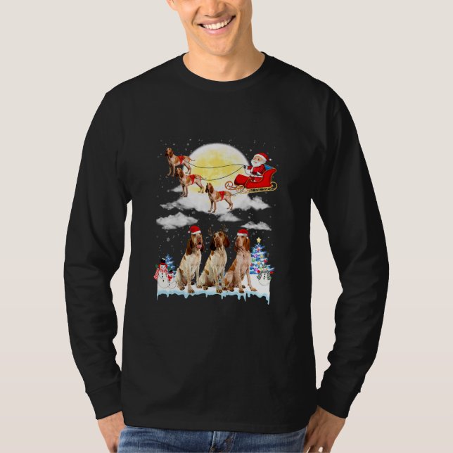 Bracco Italiano Hund Santa Sleigh jul Älskare  T Shirt (Framsida)