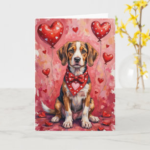 Bracco Italiano Valentine Hund sittande med hjärta Kort