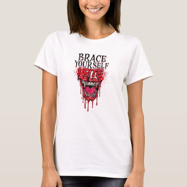 Brace yourself I bite - trick or treat T Shirt (Framsida)