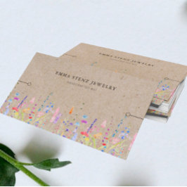 Bracelet Visning Card ・ Rustic Kraft Wildblommor Visitkort