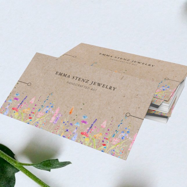 Bracelet Visning Card ・ Rustic Kraft Wildblommor Visitkort (Skapare uppladdad)