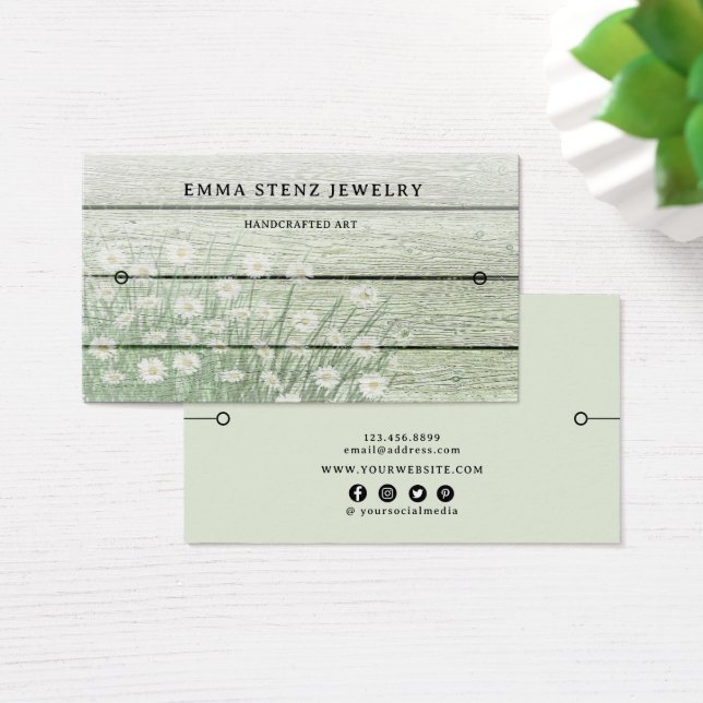 Bracelet Visning Card ・ Rustic Wood Blommigt Visitkort (Skivbord)