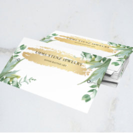 Bracelet Visning Card ・ Vattenfärg Eucalyptus Guld Visitkort