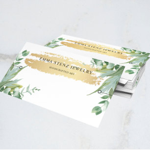 Bracelet Visning Card ・ Vattenfärg Eucalyptus Guld Visitkort