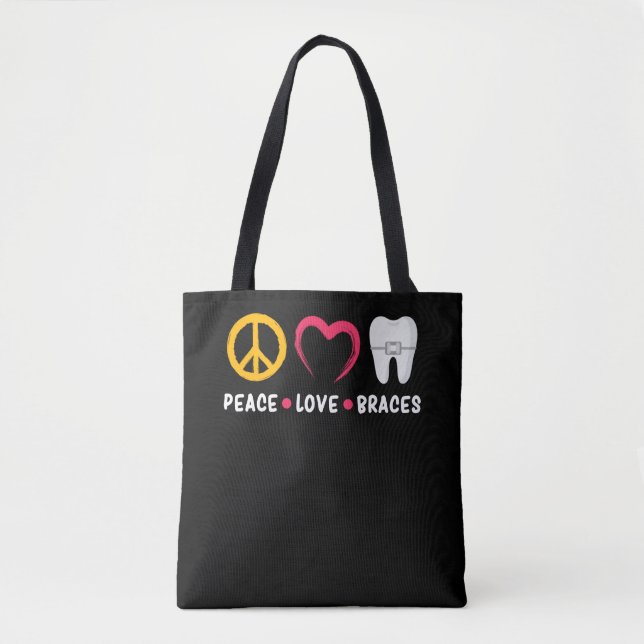 Braces för Dentist Funny Orthodontist Peace Kärlek Tygkasse (Framsida)
