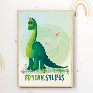 Brachiosaurus Barnkammar Poster Dino Nursery Print