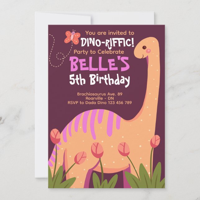 Brachiosaurus Dino Birthday-inbjudan Inbjudningar (Framsida)