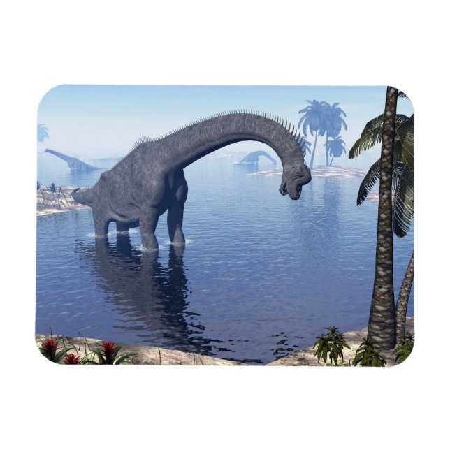 Brachiosaurus dinosauaur i vatten - 3D-rendering Magnet (Horisontell)