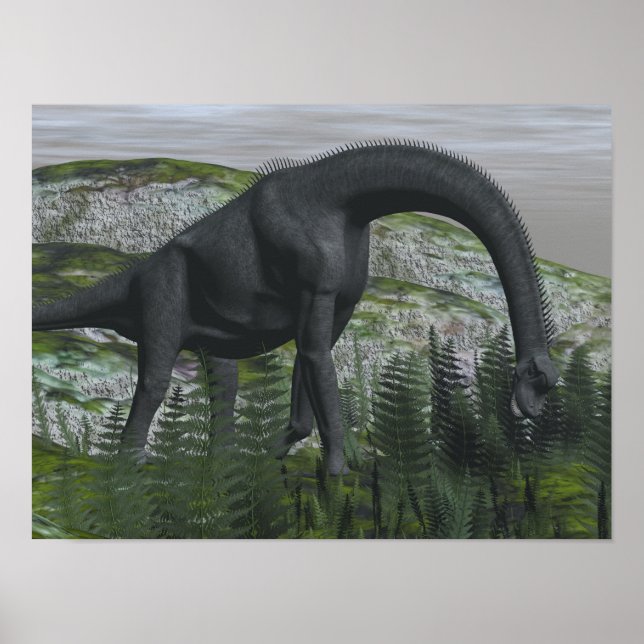 Brachiosaurus dinosaur ätande fern - 3D-rendering Poster (Framsidan)