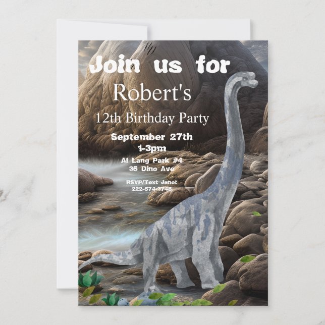 Brachiosaurus, Dinosaur Birthday Inbjudningar (Framsida)