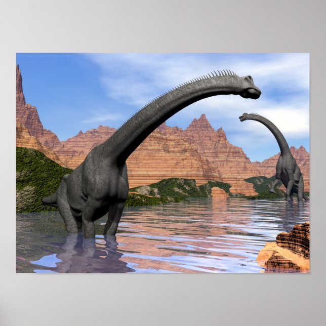 Brachiosaurus dinosaurs i vatten - 3D-rendering Poster (Framsidan)