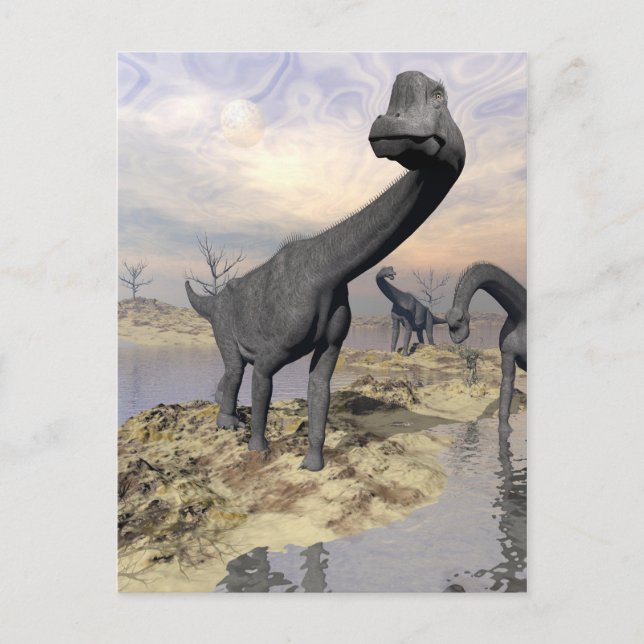 Brachiosaurus dinosaurs nära vatten - 3D-rendering Vykort (Framsida)