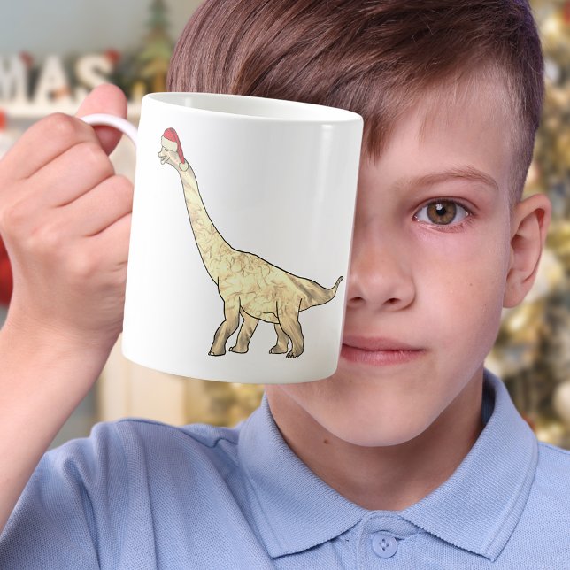 Brachiosaurus Festive Dinosaur Elf Kaffemugg (Christmas dinosaur brachiosaurus holiday mug)