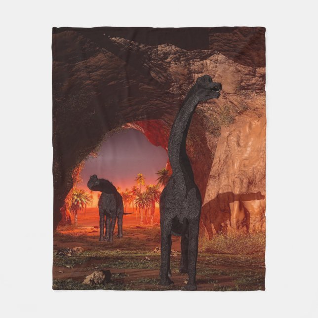 Brachiosaurus försvinner i en grotta fleecefilt (Framsidan)