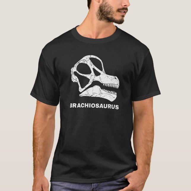 Brachiosaurus Fossil Skull Dinosaur Bones Brachios T Shirt (Framsida)
