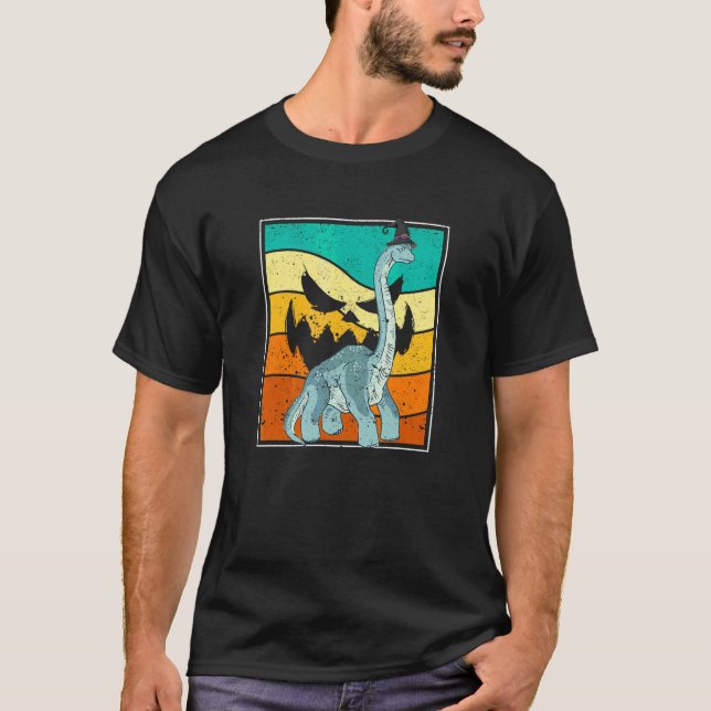 Brachiosaurus Häxa Pumpa Halloween Dinosaurie Bros T Shirt (Framsida)