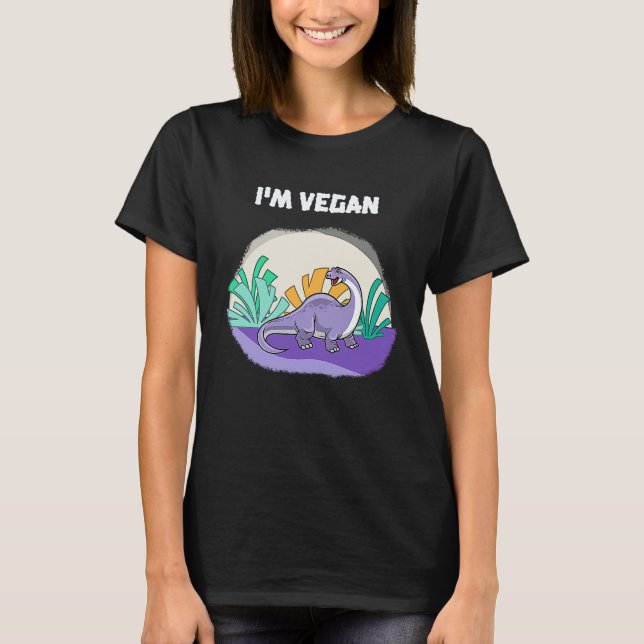 Brachiosaurus  & Söt Dinosaurie Vegan T Shirt (Framsida)