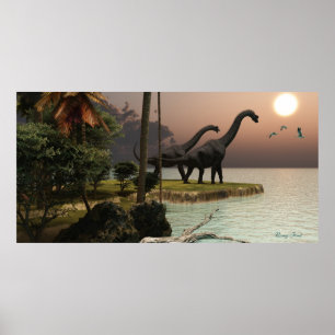 Brachiosaurus Sunset Print Poster