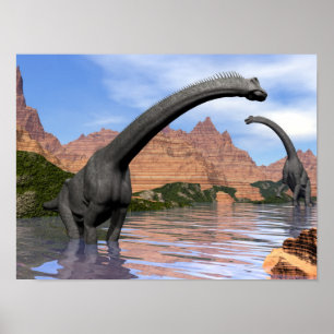 Brachiosaurusdinosaurs i vatten - 3D framför Poster