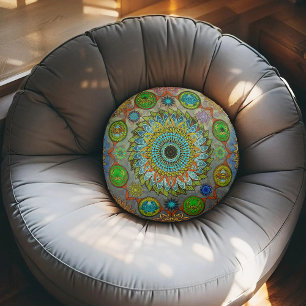 Brachyuras symboliska mandala art i Klo Rund Kudde