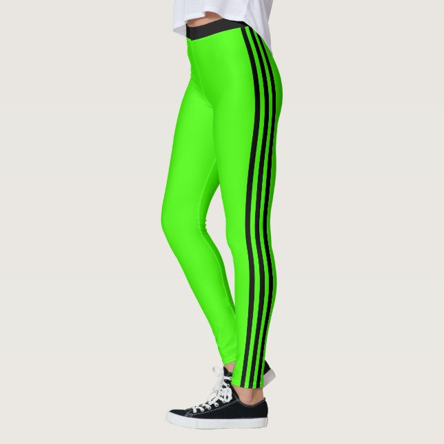 Brack Side Rand Neon Grönt Leggings Anpassningsbar (Vänster)