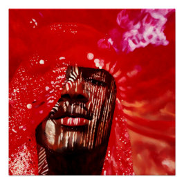 Bräcka Abstrakter med fetrött rött Perfect Poster