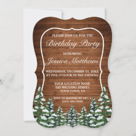 Bracket Snowy Wood & Forest Land Gräs Birthday Inbjudningar