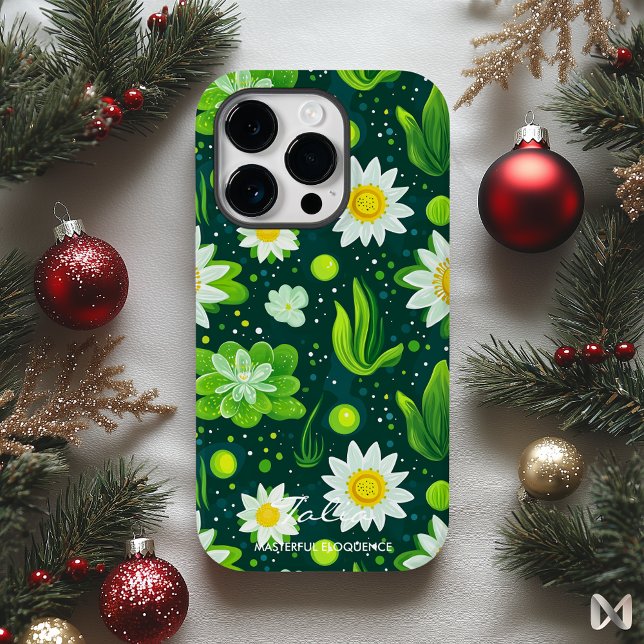 Bräcklig Grönt Botanisk design med vita Daisy (Skapare uppladdad)