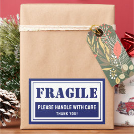 Bräcklig handledning med omsorgsbrev och förpackni rektangulärt klistermärke