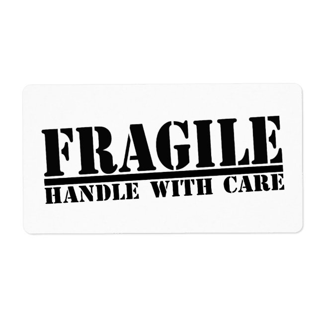 Bräcklig handtag med vårdetiketter fraktsedel (Framsidan)