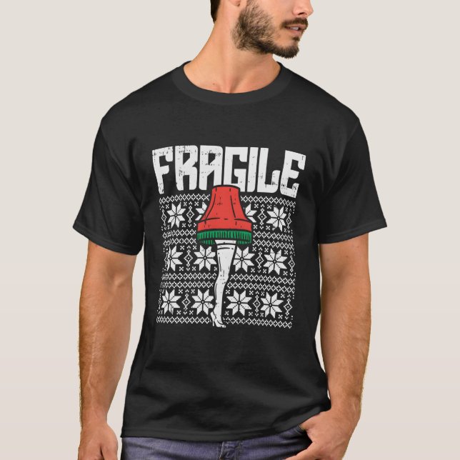 Bräcklig Leg Lamp Ugly jul Sweater Funny Julafton T Shirt (Framsida)