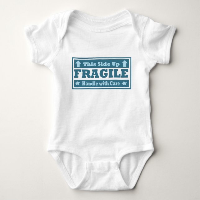 Bräckligt denna sida upp den roliga babyen som är tee shirt (Framsida)