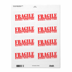 Bräckligt handtag med omsorgetiketter fraktsedel