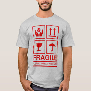 Bräckligt handtag med omsorgsymbol t shirt