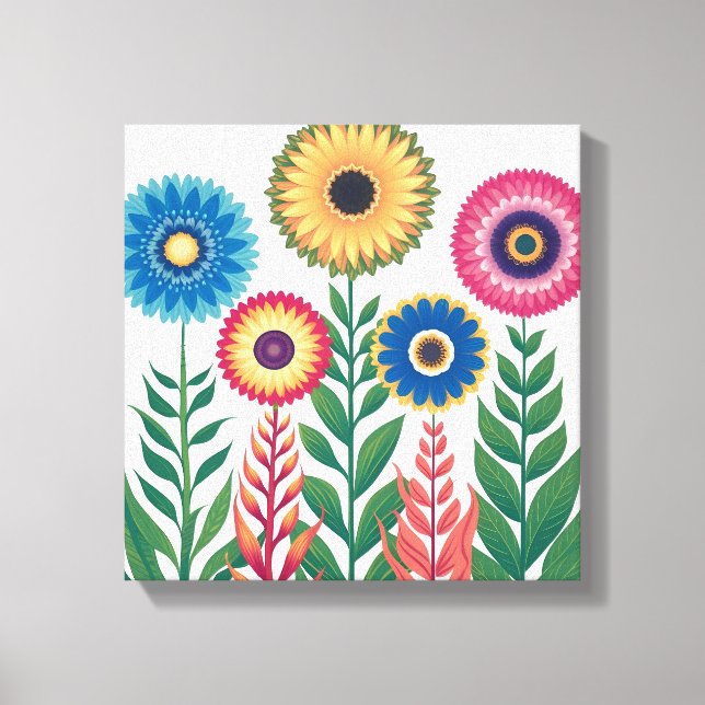 Bräckt Blommigt Aestetiskt: Bröstblommor med Färga Canvastryck (Framsida)