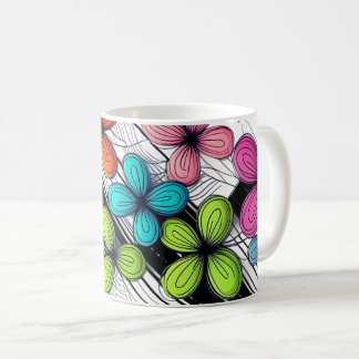 Bräckt doodle Blommigt Art - Färgläge Kaffemugg