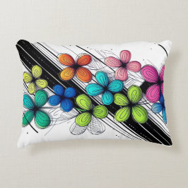 Bräckt doodle Blommigt Art - Färgläge Prydnadskudde