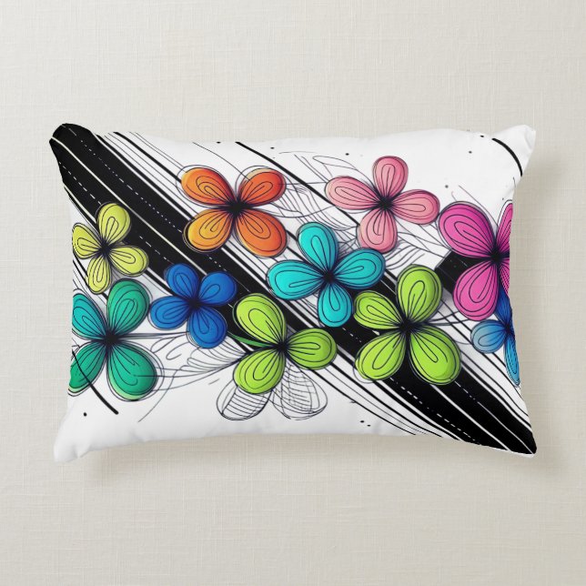 Bräckt doodle Blommigt Art - Färgläge Prydnadskudde (Framsidan)