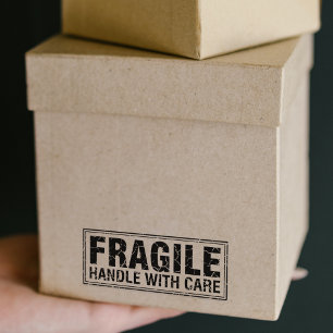 Bräckt handtag med försiktighet, förpackning stämpel