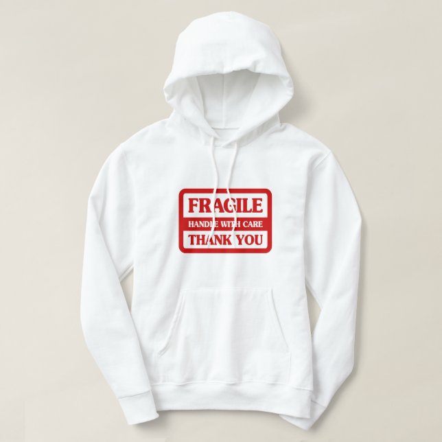 Bräckt handtag med försiktighet hoodie (Design framsida)