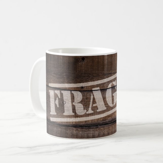 Bräckt låda vintage brun rustik kaffemugg (Framsida vänster)